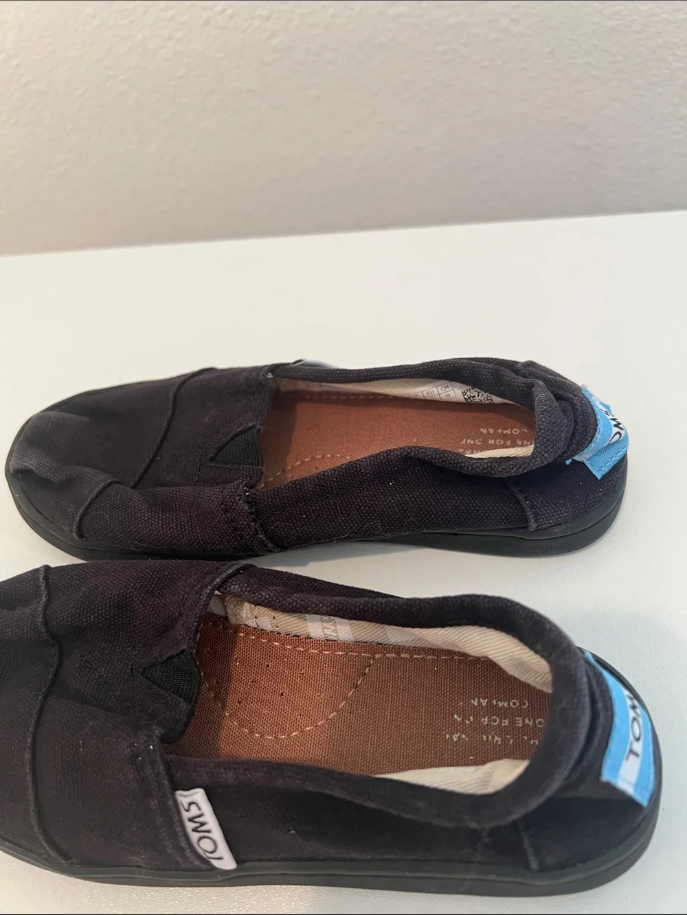 Toms Kids Black Canvas Slip-On Moccasins